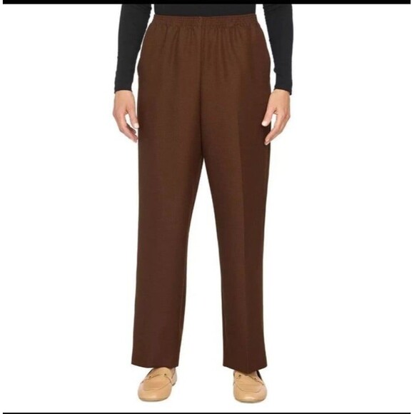Alfred Dunner Women’s Brown Straight Leg Pull on Pants NWT size 14P MachineWash - Picture 12 of 12